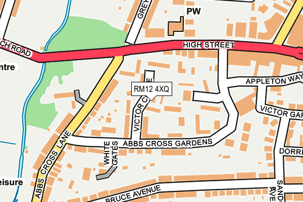 RM12 4XQ map - OS OpenMap – Local (Ordnance Survey)