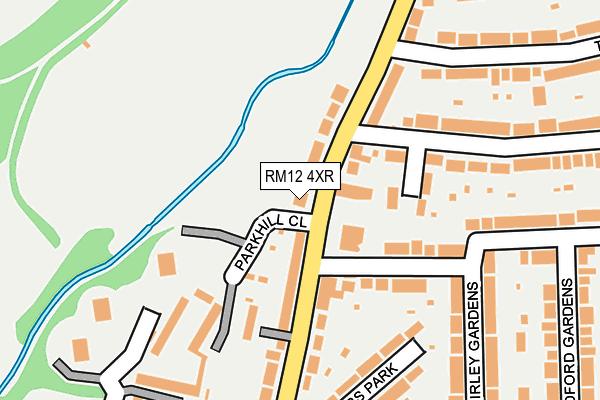 RM12 4XR map - OS OpenMap – Local (Ordnance Survey)
