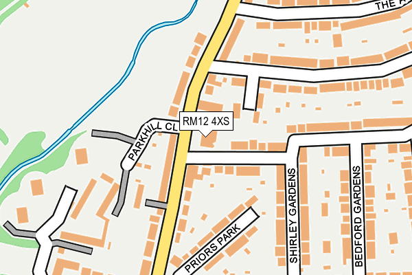 RM12 4XS map - OS OpenMap – Local (Ordnance Survey)