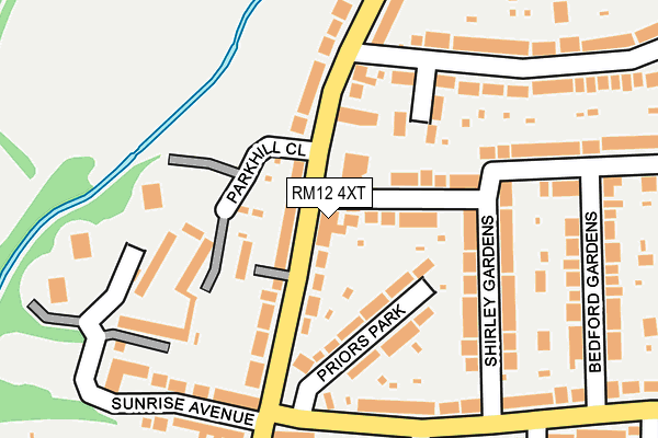 RM12 4XT map - OS OpenMap – Local (Ordnance Survey)