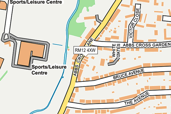 RM12 4XW map - OS OpenMap – Local (Ordnance Survey)