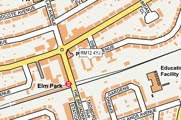 RM12 4YJ map - OS OpenMap – Local (Ordnance Survey)