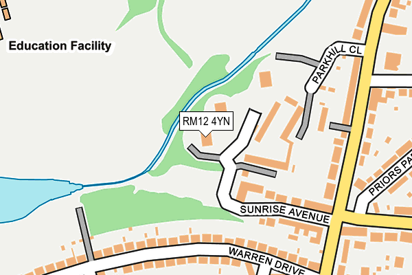 RM12 4YN map - OS OpenMap – Local (Ordnance Survey)