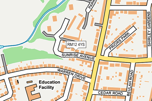 RM12 4YS map - OS OpenMap – Local (Ordnance Survey)