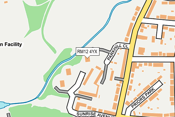 RM12 4YX map - OS OpenMap – Local (Ordnance Survey)