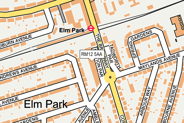RM12 5AA map - OS OpenMap – Local (Ordnance Survey)