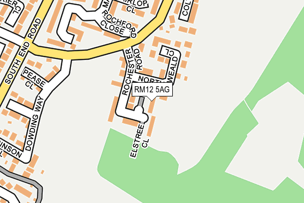 RM12 5AG map - OS OpenMap – Local (Ordnance Survey)