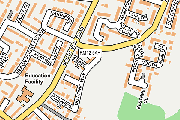 RM12 5AH map - OS OpenMap – Local (Ordnance Survey)