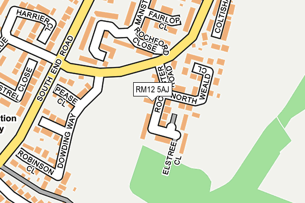 RM12 5AJ map - OS OpenMap – Local (Ordnance Survey)