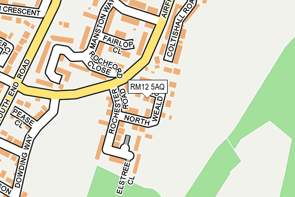 RM12 5AQ map - OS OpenMap – Local (Ordnance Survey)