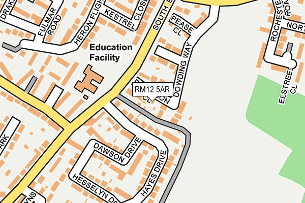 RM12 5AR map - OS OpenMap – Local (Ordnance Survey)