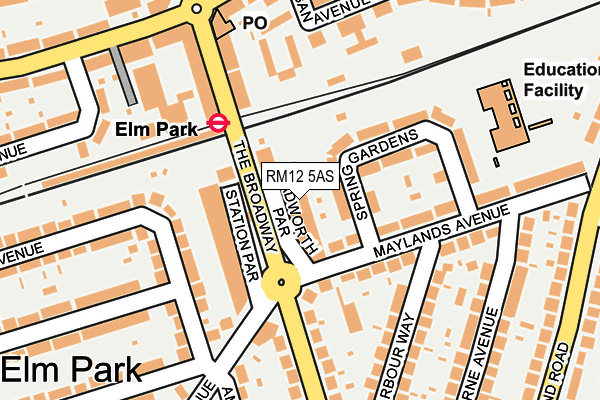 RM12 5AS map - OS OpenMap – Local (Ordnance Survey)