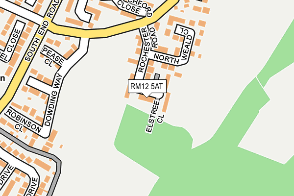 RM12 5AT map - OS OpenMap – Local (Ordnance Survey)