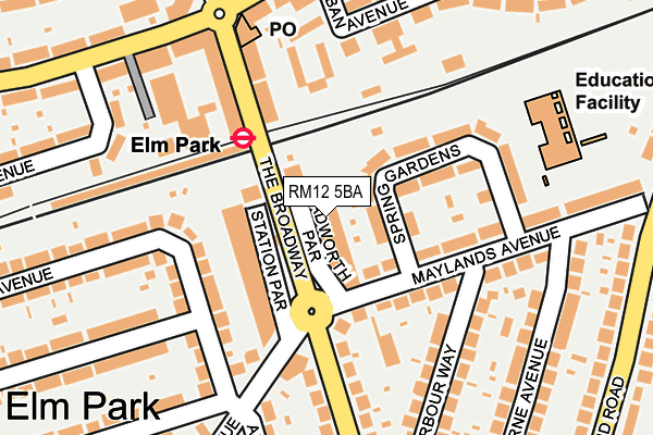 RM12 5BA map - OS OpenMap – Local (Ordnance Survey)