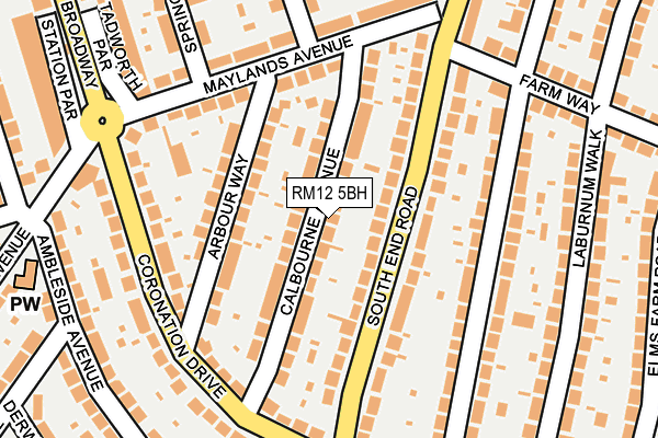 RM12 5BH map - OS OpenMap – Local (Ordnance Survey)