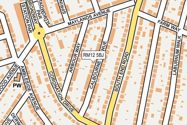 RM12 5BJ map - OS OpenMap – Local (Ordnance Survey)