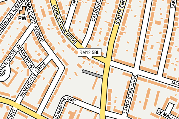 RM12 5BL map - OS OpenMap – Local (Ordnance Survey)