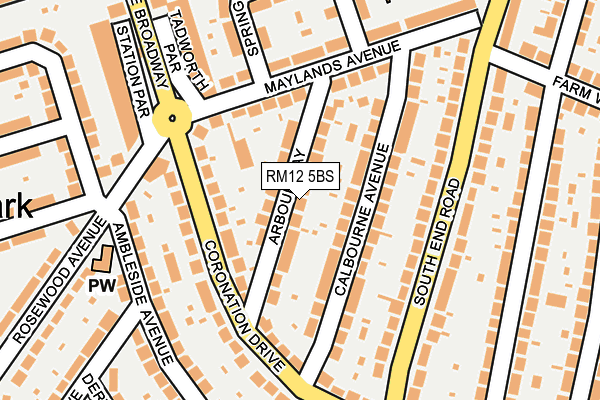 RM12 5BS map - OS OpenMap – Local (Ordnance Survey)