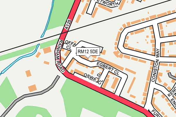 RM12 5DE map - OS OpenMap – Local (Ordnance Survey)