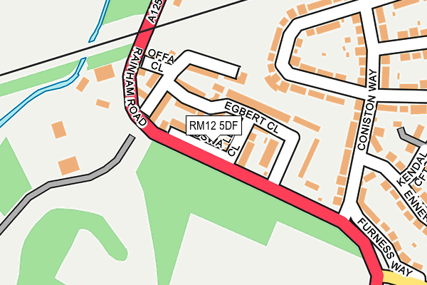 RM12 5DF map - OS OpenMap – Local (Ordnance Survey)