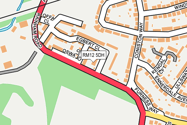 RM12 5DH map - OS OpenMap – Local (Ordnance Survey)