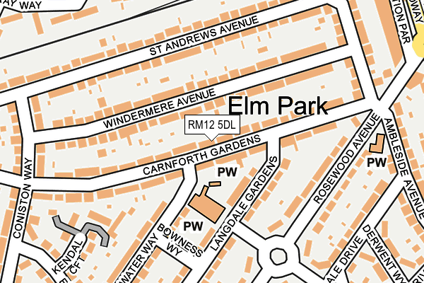 RM12 5DL map - OS OpenMap – Local (Ordnance Survey)