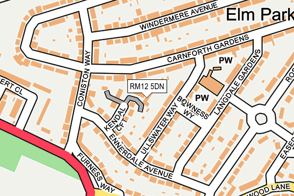 RM12 5DN map - OS OpenMap – Local (Ordnance Survey)