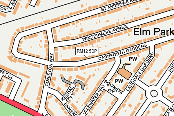 RM12 5DP map - OS OpenMap – Local (Ordnance Survey)