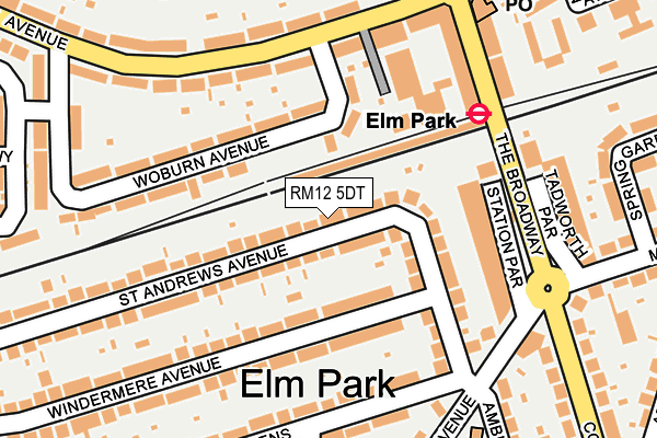 RM12 5DT map - OS OpenMap – Local (Ordnance Survey)