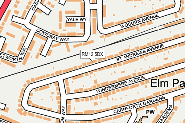 RM12 5DX map - OS OpenMap – Local (Ordnance Survey)