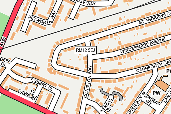 RM12 5EJ map - OS OpenMap – Local (Ordnance Survey)