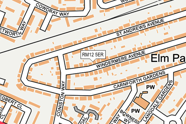 RM12 5ER map - OS OpenMap – Local (Ordnance Survey)