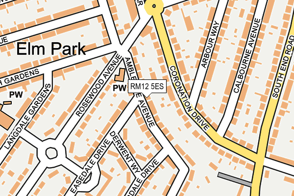 RM12 5ES map - OS OpenMap – Local (Ordnance Survey)