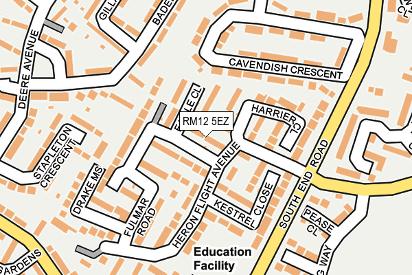 RM12 5EZ map - OS OpenMap – Local (Ordnance Survey)