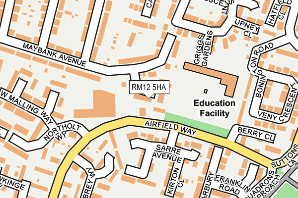 RM12 5HA map - OS OpenMap – Local (Ordnance Survey)