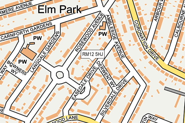 RM12 5HJ map - OS OpenMap – Local (Ordnance Survey)
