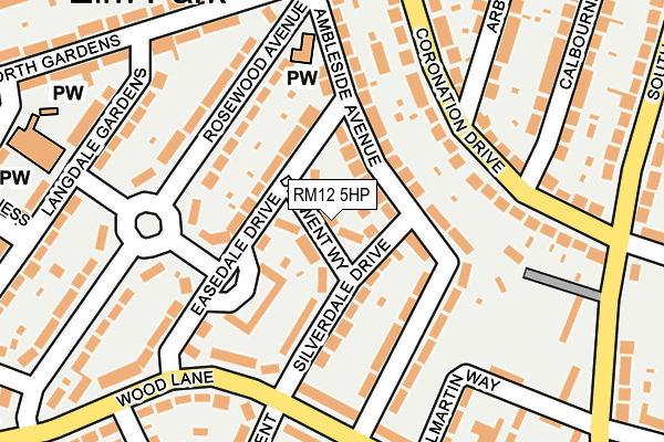 RM12 5HP map - OS OpenMap – Local (Ordnance Survey)