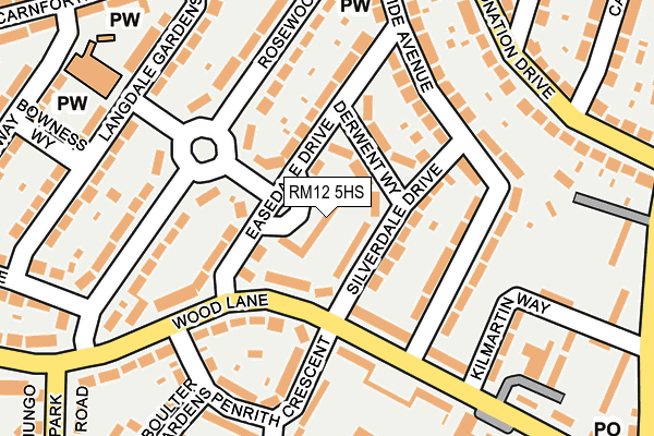 RM12 5HS map - OS OpenMap – Local (Ordnance Survey)