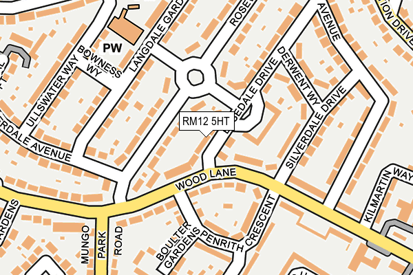 RM12 5HT map - OS OpenMap – Local (Ordnance Survey)
