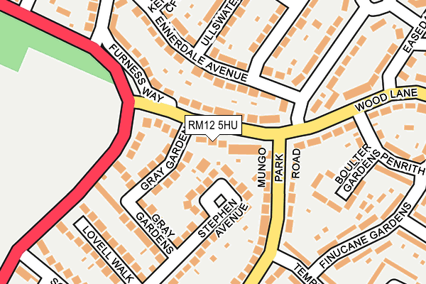 RM12 5HU map - OS OpenMap – Local (Ordnance Survey)