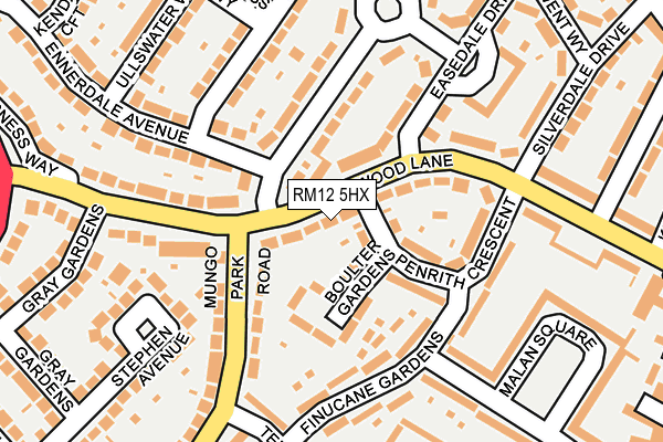 RM12 5HX map - OS OpenMap – Local (Ordnance Survey)