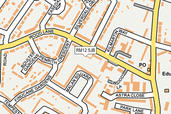 RM12 5JB map - OS OpenMap – Local (Ordnance Survey)