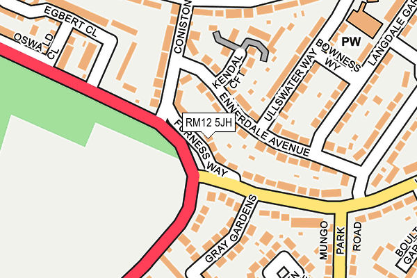 RM12 5JH map - OS OpenMap – Local (Ordnance Survey)