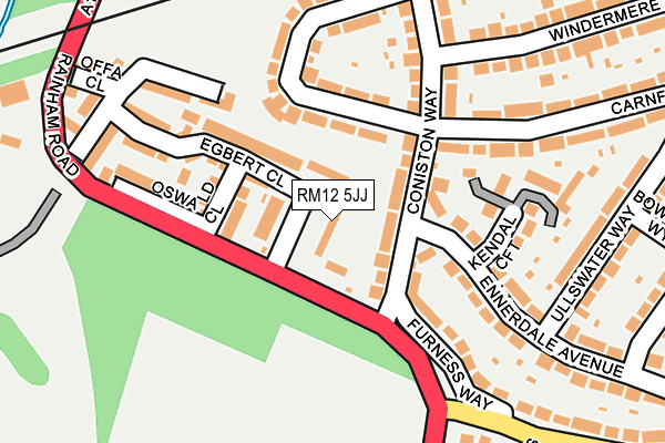 RM12 5JJ map - OS OpenMap – Local (Ordnance Survey)