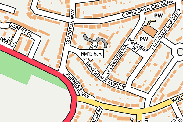 RM12 5JR map - OS OpenMap – Local (Ordnance Survey)