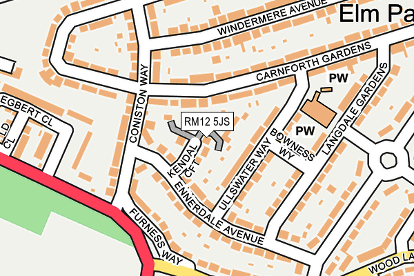 RM12 5JS map - OS OpenMap – Local (Ordnance Survey)