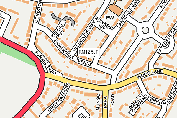 RM12 5JT map - OS OpenMap – Local (Ordnance Survey)