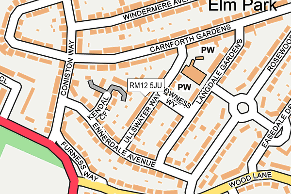 RM12 5JU map - OS OpenMap – Local (Ordnance Survey)
