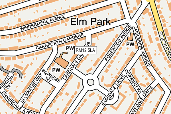 RM12 5LA map - OS OpenMap – Local (Ordnance Survey)