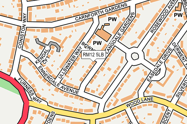 RM12 5LB map - OS OpenMap – Local (Ordnance Survey)